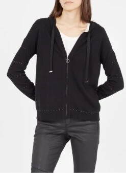 ONE STEP Vest Van Katoenmix Met Rits En Capuchon | Zwart