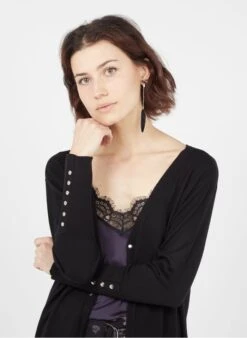 Ikks Gebreid Vest Met V-hals - Materiaalblend | Zwart