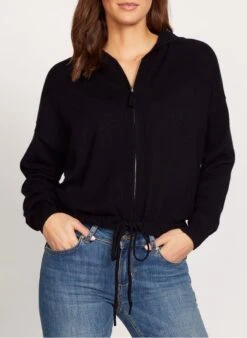 KOOKAI Wijd Vest Van Tricotmix Met Rits En Capuchon | Zwart