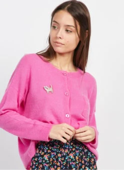 DES PETITS HAUTS CALIOPE - Vest Van Mohairmix Met Ronde Hals | Roze