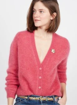 DES PETITS HAUTS BELONIE - Vest Met V-hals Wolblend Met Mohair | Roze