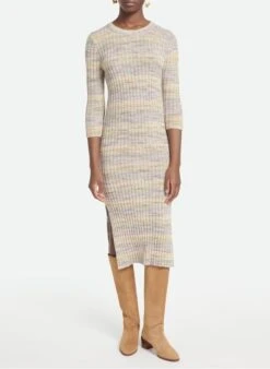 Vanessa Bruno ANTEA - Lange Jurk Met Ribtextuur Katoenblend | Veelkleurig