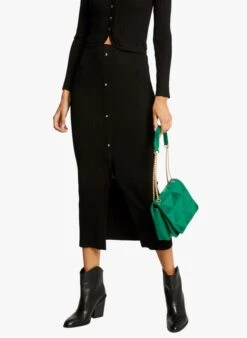 MORGAN JSUZY - Lange, Rechte Tricotrok | Zwart