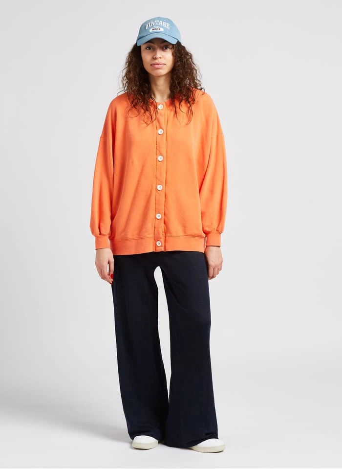 American Vintage HAPYLIFE - Vest Van Katoenmix Met Ronde Hals | Oranje - Afbeelding 4