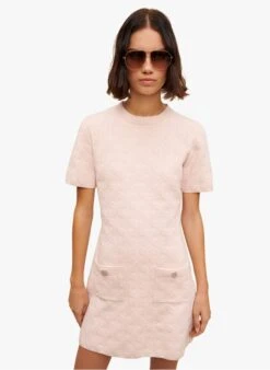 Maje RIVIERE - Halflange Jurk Van Gemengde Viscose Met Ronde Hals | Roze