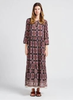 Ikks Lange Jurk Met Print In Bohémienstijl | Roze
