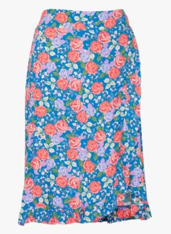 ESTRELLA - Halflange Rok Van Viscose Met Volants | Blauw