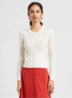 ANGELINA - Gebreid Vest Met Ronde Hals | Wit