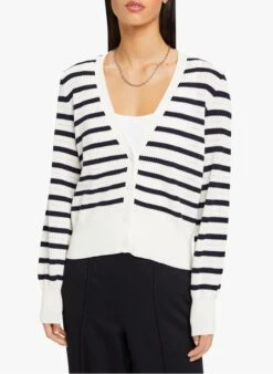 ESPRIT Gestreepte Cardigan Van Katoenen Tricot | Wit