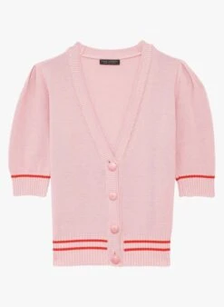 Tara Jarmon GUILLAUME - Gestreept, Katoenen Vest Met V-hals | Roze