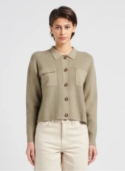 ONE STEP Straight-fit Vest Met Overhemdkraag | Groen