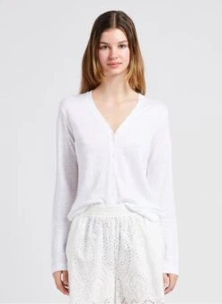 Linnen Vest Met V-hals | Wit