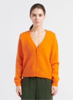 DES PETITS HAUTS BELONIE - Vest Met V-hals Wolblend Met Mohair | Geel