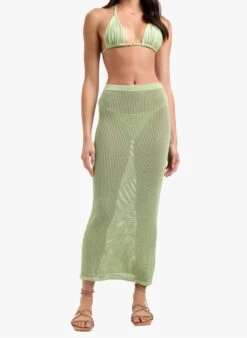KOOKAI Lange, Gehaakte Rok | Groen