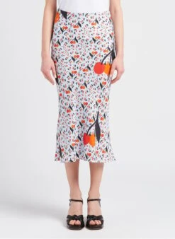 SONIA RYKIEL Halflange Rok Met Print Viscose/zijdeblend | Blauw