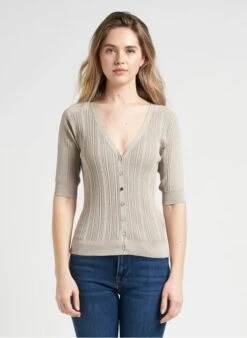 Ikks Gebreid Vest Met V-hals En Glansdraad | Goudkleurige