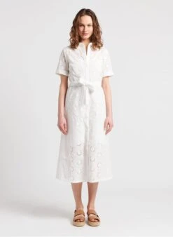 JANE - Overhemdjurk Met Borduurwerk Van 100 Katoen | Wit