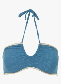YAS - Bandeaubikinitop Met Textuur | Blauw