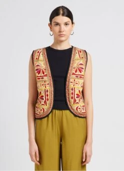 HARRISON - Mouwloos Vest Met Borduurwerk - 100 Katoen | Veelkleurig