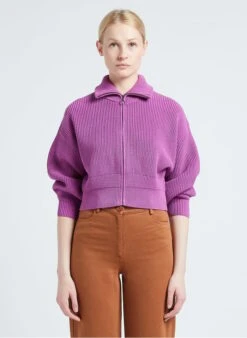 Sessun VANNIE - Gebreid Vest Met Opstaande Kraag | Violet