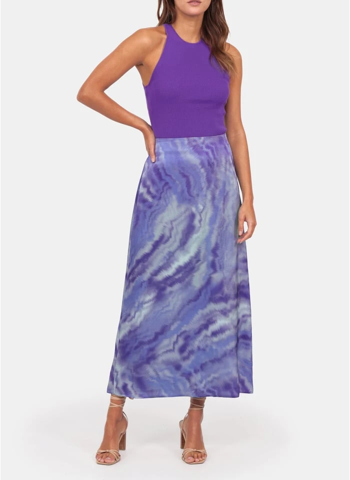 KOOKAI Lange Rok Met Hoge Taille En Tie-dyeprint | Groen - Afbeelding 3