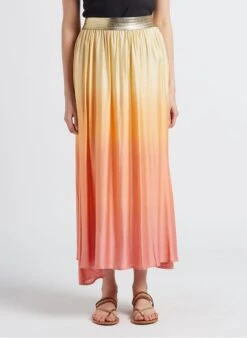 Please Lange, Soepelvallende Rok Met Kleurverloop | Oranje