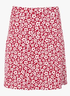 MALAGA - Wijd Uitlopende Jacquardrok Van Katoenmix | Rood