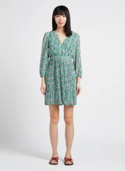 RALYA - Korte Jurk Met Bloemenprint | Groen