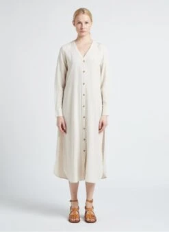Vila VIPRISILLA - Lange Jurk Met V-hals | Beige