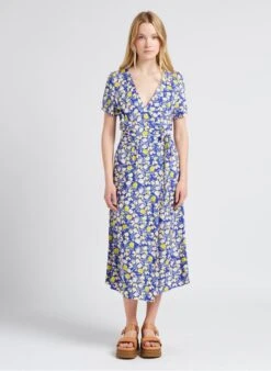 REKIA - Halflange Jurk Met V-hals En Bloemenprint | Roze