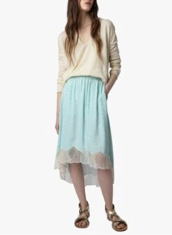 Zadig & Voltaire JOSLIN - Lange Jacquard Rok Van Zijde | Groen