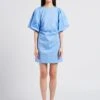 Second Female MATISOL MINI DRESS - Korte, Getailleerde Jurk Van Katoen | Blauw