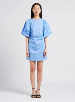 Second Female MATISOL MINI DRESS - Korte, Getailleerde Jurk Van Katoen | Blauw