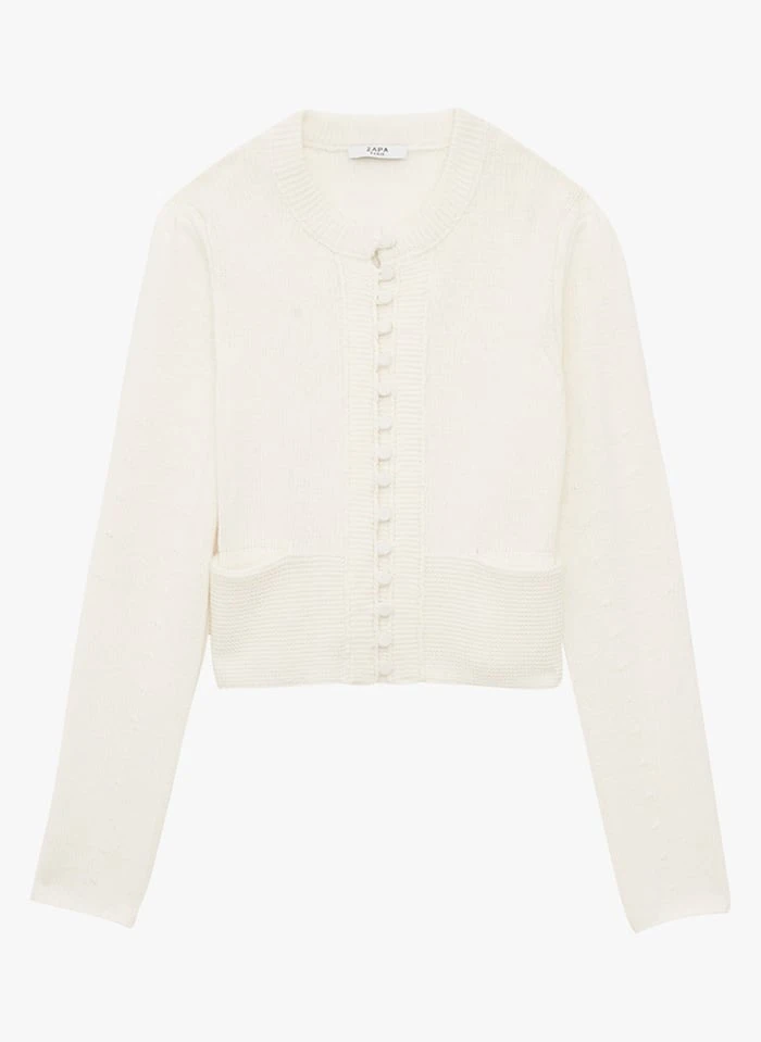 ZAPA GABRIELLE - Korte, Straight-fit Vest Van Katoen | Wit - Afbeelding 2