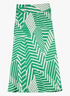 ROBINE - Lange, Satijnachtige Rok Met Print | Groen