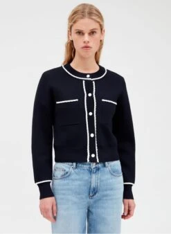 CLAUDIE PIERLOT MATRESSI - Vest Met Ronde Hals En Gevlochten Biesjes | Blauw