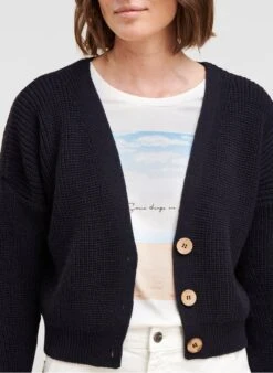 Gebreid Vest Met V-hals - Materiaalblend | Blauw