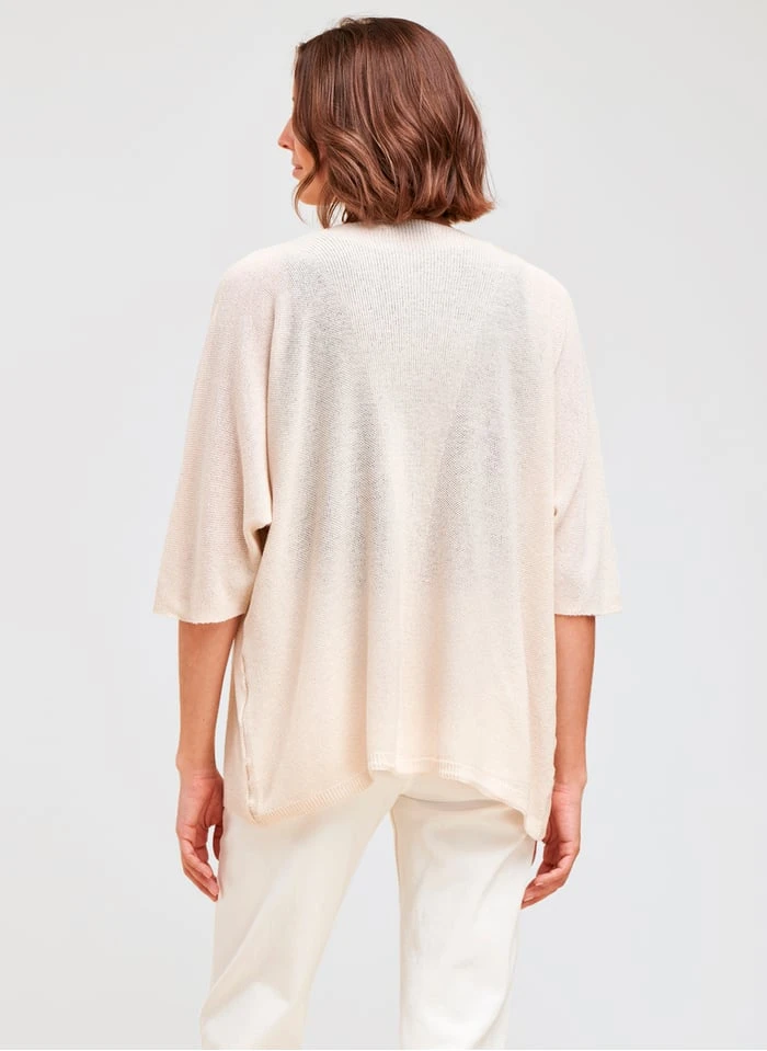 Open Vest Katoenblend | Wit - Afbeelding 4