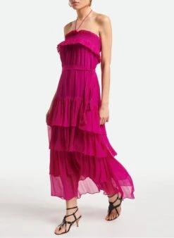 Vanessa Bruno ALIONA - Robe Longue Bustier à Volants | Violet